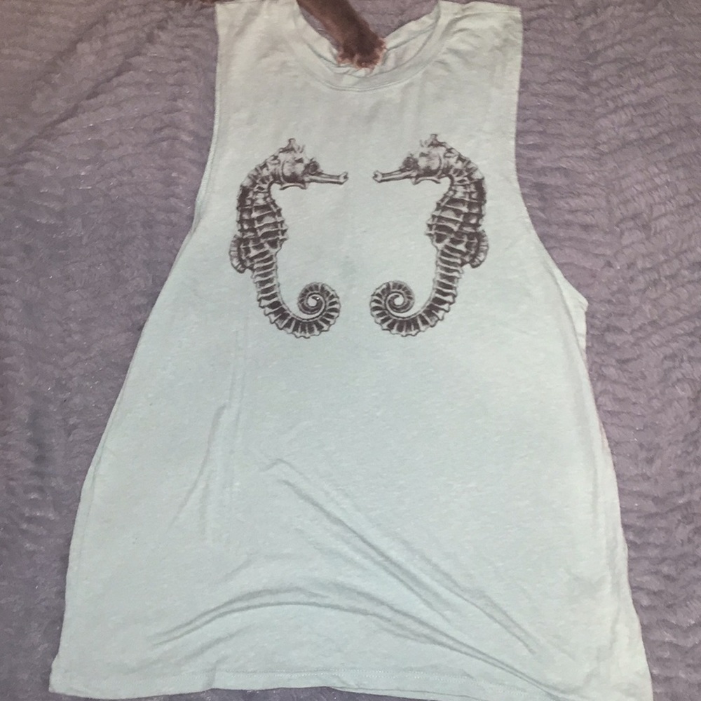 Seahorse teal Tank Top